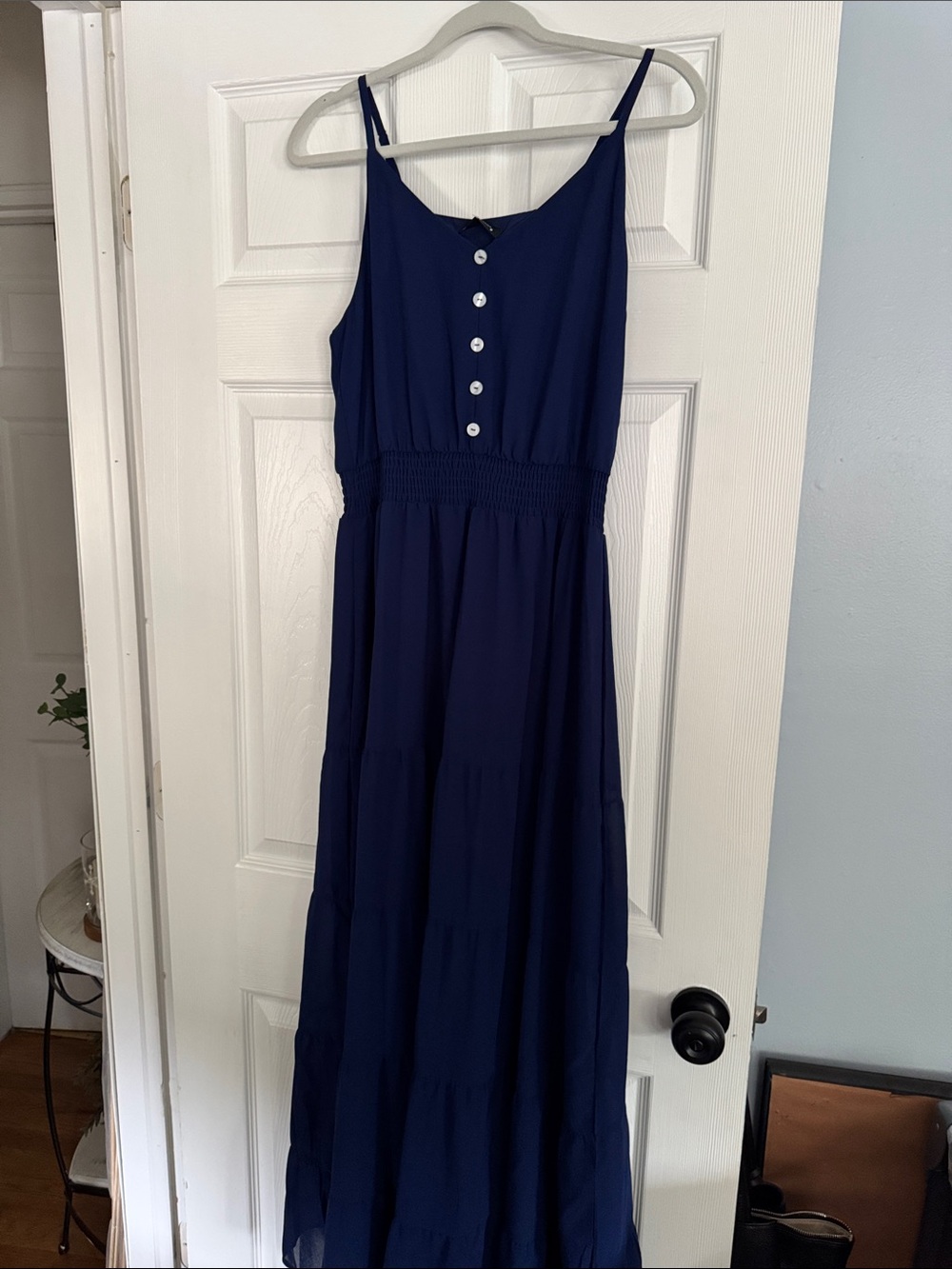 Navy Blue Women's Button-Front Maxi Sundress